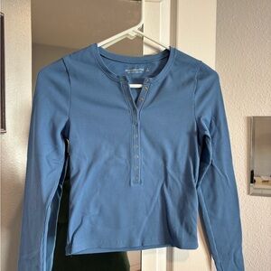 Blue Long Sleeve Henley Top